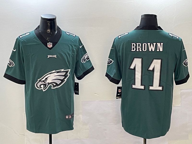 Men 2025 Philadelphia Eagles 11 Brown Green Nike Limited NFL Jersey style 53